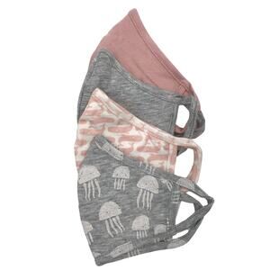 Nordstrom 4-Pack Kids Facemask with Reusable Bag 2-5Yr OS Asstd Print Cotton New